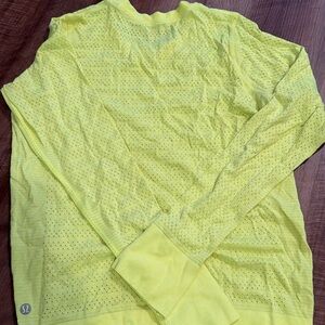 lululemon athletica Yellow Perforated Long Sleeve Top